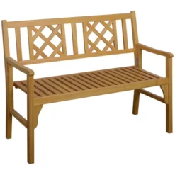 Outsunny Foldable Garden Bench, 2-Seater Patio Wooden Bench, Loveseat Chair With Backrest And Armrest For Patio, Porch Or Balcony -OUTSUNNY Sales Store GUEST 5361de23 6d49 492c abb1 37f96cd038c5