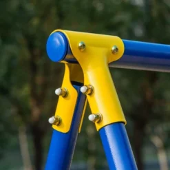 Outsunny Kids Metal Swing Set For Backyard, Outdoor Play Equipment, With Adjustable Swing Seat, Glider, Basket Hoop, Climb Ladder & Rope, A-Frame Stand, For 3-10 Years Old, Blue -OUTSUNNY Sales Store GUEST 53e0c6a7 bfaa 4a0a 8f3d d96a5dd64091