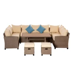 Outsunny 6 Pieces Patio Wicker Conversation Furniture Set, Outdoor All Weather PE Rattan Sectional Sofa Set, Table & Cushions, -OUTSUNNY Sales Store GUEST 550d704a c584 482e 8f8c 93f6ebb538a8