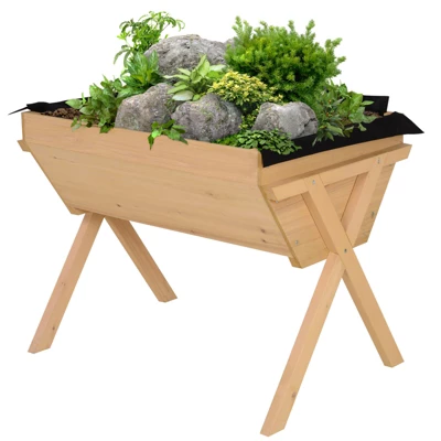Outsunny 39'' X 28'' Raised Garden Bed With Legs, Elevated Wooden Planter Box With Bed Liner For Vegetables Flowers Herbs Backyard Patio Balcony 3 Outsunny 39'' X 28'' Raised Garden Bed With Legs, Elevated Wooden Planter Box With Bed Liner For Vegetables Flowers Herbs Backyard Patio Balcony - Image 3