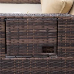 Outsunny Patio Wicker Loveseat Sofa Set, Outdoor PE Rattan Garden Assembled Sun Lounger Daybed Furniture, W/ Storage Ottoman & Side Tables/ Drink Trays For Poolside, Porch, Backyard -OUTSUNNY Sales Store GUEST 573945f5 4cab 4558 835d dd1764820ae0