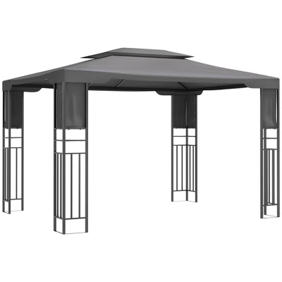 Outsunny 13' X 10' Patio Gazebo Outdoor Canopy Shelter With Double Vented Roof, Storage Shelves, Steel Frame For Lawn, Backyard And Deck 7 Outsunny 13' X 10' Patio Gazebo Outdoor Canopy Shelter With Double Vented Roof, Storage Shelves, Steel Frame For Lawn, Backyard And Deck - Image 7