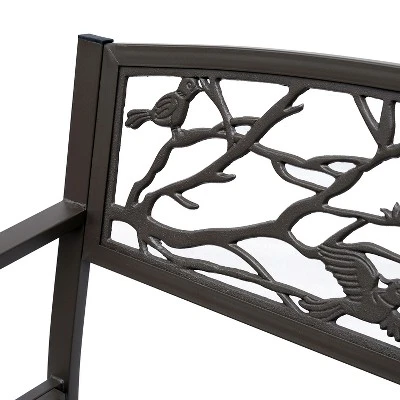 Outsunny 50" Vintage Animal Pattern Garden Cast Iron Patio Bench, Outdoor Furniture Loveseat Chair With Backrest And Armrest For Yard, Lawn, Brown 5 Outsunny 50" Vintage Animal Pattern Garden Cast Iron Patio Bench, Outdoor Furniture Loveseat Chair With Backrest And Armrest For Yard, Lawn, Brown - Image 5