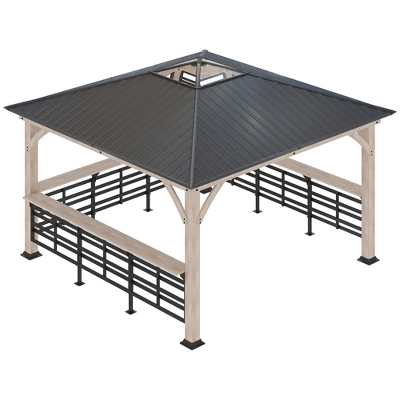 Outsunny 11' X 11' Grill Gazebo Canopy, Hardtop Gazebo With Three Bar Counters, Metal And Acrylic Combined Roof 5 Outsunny 11' X 11' Grill Gazebo Canopy, Hardtop Gazebo With Three Bar Counters, Metal And Acrylic Combined Roof - Image 5