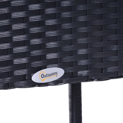 Outsunny 3 PCS Rattan Bar Set With Glass Top Table, 2 Bar Stools For Outdoor, Patio, Garden, Poolside, Backyard 5 Outsunny 3 PCS Rattan Bar Set With Glass Top Table, 2 Bar Stools For Outdoor, Patio, Garden, Poolside, Backyard - Image 5