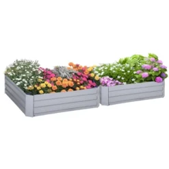 Outsunny 39'' X 39'' X 12'' Set Of 2 Raised Garden Bed, Elevated Planter Raised Bed With Galvanized Steel Frame For Growing Flowers, Herbs, Succulents -OUTSUNNY Sales Store GUEST 5d351b6d d808 4597 990c 84594e457fa8