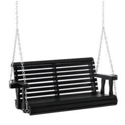 Outsunny 46" 2-Person Porch Swing Wooden Patio Swing Bench With Cup Holders, Slatted Design, & Chains Included, 440lb Weight Capacity -OUTSUNNY Sales Store GUEST 5db45a2b 4aa1 4ba7 957f 0ef713ff9dfb