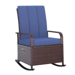 Outsunny Outdoor Rattan Wicker Rocking Chair Patio Recliner With Soft Cushion, Adjustable Footrest, Max. 135 Degree Backrest -OUTSUNNY Sales Store GUEST 5dd3c564 70da 4205 8c09 8dabb6c24459