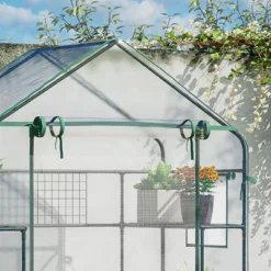 Outsunny Outdoor Walk-in Mini Greenhouse With Mesh Door & Windows, Small Portable Garden Hot House With 6 Shelves, Trellis, & Plant Labels -OUTSUNNY Sales Store GUEST 5f39d9e4 3fe2 42d7 9fb4 ff0488dc87a3