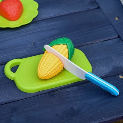 Outsunny Kids Picnic Table And Bench Set With Sandbox, Outdoor Sand & Water Table With Kitchen Toys, Water Circulation Faucet, Vegetable Accessories 4 Outsunny Kids Picnic Table And Bench Set With Sandbox, Outdoor Sand & Water Table With Kitchen Toys, Water Circulation Faucet, Vegetable Accessories - Image 4