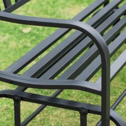 Outsunny Patio Glider Bench Outdoor Swing Rocking Chair Loveseat With Power Coated Sturdy Steel Frame, Black -OUTSUNNY Sales Store GUEST 5fe5df9a 323e 467c 840e bba0e02bca5a