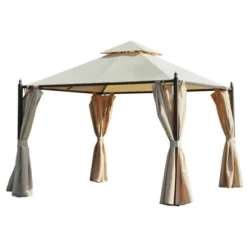Outsunny 10' X 10' Steel Outdoor Patio Gazebo With Polyester Privacy Curtains, Two-Tier Roof For Air, & Large Design 9 Outsunny 10' X 10' Steel Outdoor Patio Gazebo With Polyester Privacy Curtains, Two-Tier Roof For Air, & Large Design -OUTSUNNY Sales Store GUEST 60795336 4f4f 47a3 ade9 1067ae8c6a66