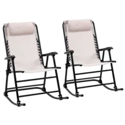 Outsunny Set Of 2 Rocking Chairs Patio Lawn Chair Beach Reclining Folding Chairs With Pillow, Outdoor Portable Recliner For Camping Fishing Beach -OUTSUNNY Sales Store GUEST 61ca4562 bb62 448f a855 9b5cf8c4b0ef