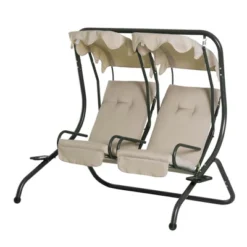 Outsunny Modern 2-Seater Outdoor Patio Swing Chair, Porch Seats With Cup Holder And Removeable Canopy -OUTSUNNY Sales Store GUEST 63274c48 bca3 4eb1 9444 957b2685f760