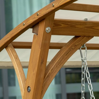 Outsunny 2 Seater Porch Swing With Canopy, Wooden Patio Swing Chair, Outdoor Swing Seat Loveseat 4 Outsunny 2 Seater Porch Swing With Canopy, Wooden Patio Swing Chair, Outdoor Swing Seat Loveseat - Image 4