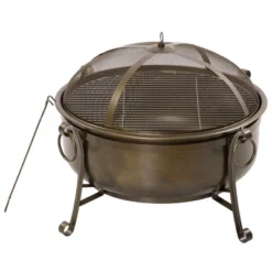 Outsunny 37" Outdoor Fire Pit Grill, Portable Steel Wood Burning Bowl, Cooking Grate, Poker, Spark Screen Lid For Patio, Backyard, BBQ, Bronze Colored -OUTSUNNY Sales Store GUEST 65352c57 fdc3 412d 8748 1d299c178d03