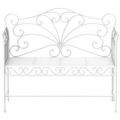 Outsunny 44.75" Antique-Style Outdoor Patio Garden Bench, Metal Loveseat With Ivy Pattern On The Backrest, Cream White -OUTSUNNY Sales Store GUEST 658c3a23 15e5 45e0 a116 7904a8dcad03