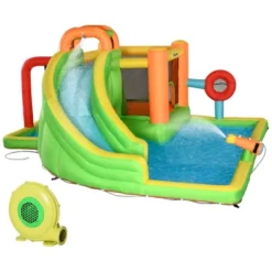 Outsunny 7-in-1 Inflatable Water Slide, Kids Castle Bounce House Includes Slide, Boxing Post, Tunnel W/ Carry Bag, Repair Patches, 750W Air Blower -OUTSUNNY Sales Store GUEST 672edbf5 c29a 4932 aa39 ef962c318c87