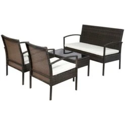 Outsunny Patio Porch Furniture Sets 4-PCS Rattan Wicker Chair W/ Table Conversation Set For Yard,Pool Or Backyard Indoor/Outdoor Use -OUTSUNNY Sales Store GUEST 68f70a26 5b62 42d2 9e8a ba21c30d2bed