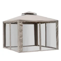 Outsunny 10' X 10' Patio Gazebo Outdoor Canopy Shelter With 2-Tier Roof And Netting, Steel Frame For Garden, Lawn, Backyard And Deck -OUTSUNNY Sales Store GUEST 69042da4 be13 4efe bbc9 7392e7fa20d8