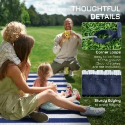 Outsunny RV Mat, Outdoor Patio Rug / Large Camping Carpet With Carrying Bag, 9' X 18', Waterproof Plastic Straw, Reversible, Blue & White Striped -OUTSUNNY Sales Store GUEST 695dfde0 897e 4955 a7dd 45288caaf31f