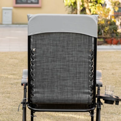 Outsunny Padded Zero Gravity Chair, Folding Recliner Chair, Patio Lounger With Cup Holder, Cushion For Outdoor, Patio, Deck, And Poolside, Gray 4 Outsunny Padded Zero Gravity Chair, Folding Recliner Chair, Patio Lounger With Cup Holder, Cushion For Outdoor, Patio, Deck, And Poolside, Gray - Image 4