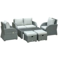 Outsunny 6-PCs Patio Furniture Sets Outdoor Wicker Sofa Set Rattan Recline Single Chair Conversation Set, Ottomans, Table Cushions -OUTSUNNY Sales Store GUEST 69f5b7c4 062b 4fac 87fd 3af4d4822cbf