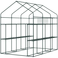 Outsunny 2-Tier Shelf Greenhouse With Door, Windows, PE Cover, Steel Frame For Outdoor Garden Plant & Plant Use, 84.25" X 56.25" X 76.75", Green -OUTSUNNY Sales Store GUEST 6ace938b 74f9 48ea b898 df0d573f9493