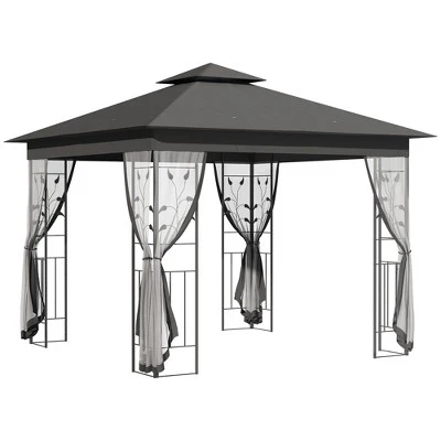 Outsunny 10' X 10' Outdoor Patio Gazebo Canopy With 2-Tier Polyester Roof, Mesh Netting Sidewalls, And Steel Frame 8 Outsunny 10' X 10' Outdoor Patio Gazebo Canopy With 2-Tier Polyester Roof, Mesh Netting Sidewalls, And Steel Frame - Image 8