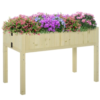 Outsunny Raised Garden Bed Elevated Wooden Planter Box With Space-Saving Folding Design, Drainage Holes, & Inner Liner For Vegetable Fruit Herb Grow 3 Outsunny Raised Garden Bed Elevated Wooden Planter Box With Space-Saving Folding Design, Drainage Holes, & Inner Liner For Vegetable Fruit Herb Grow - Image 3