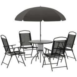 Outsunny 6 Piece Patio Dining Set For 4 With Umbrella, 4 Folding Dining Chairs & Round Glass Table For Garden, Backyard And Poolside 13 Outsunny 6 Piece Patio Dining Set For 4 With Umbrella, 4 Folding Dining Chairs & Round Glass Table For Garden, Backyard And Poolside -OUTSUNNY Sales Store GUEST 6bcd56ee c089 415b 96a4 a192fd2ef1b5