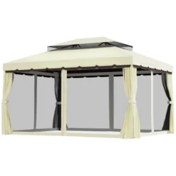 Outsunny 10' X 13' Soft Top Outdoor Patio Gazebo With Polyester Curtains & Air Netting Venting Screens & Aluminum Frame, Cream White -OUTSUNNY Sales Store GUEST 6cea2e0c 0107 4437 8756 c85ac8bc328d
