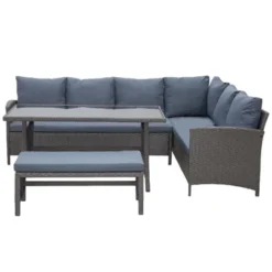 Outsunny 4 Pieces Patio Wicker Sofa Set, Outdoor PE Rattan Modern Furniture Set With Cushions & Dining Table, Bench For Garden, Backyard, Lawn -OUTSUNNY Sales Store GUEST 6d019a66 567c 4e8e 8a56 1e36ff4e82c8