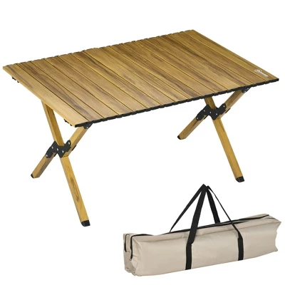 Outsunny Outdoor Portable Table With Collapsing Roll-Up Top, Folding Camping Table, Waterproof Finish, Picnic & Tailgate Table For Beach 6 Outsunny Outdoor Portable Table With Collapsing Roll-Up Top, Folding Camping Table, Waterproof Finish, Picnic & Tailgate Table For Beach - Image 6