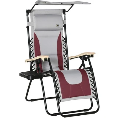 Outsunny Zero Gravity Folding Reclining Chair, Outdoor Steel Lounger Chair With Padded Fabric, Cup Holder, Shade Cover, And Headrest For Poolside, Events, And Camping 7 Outsunny Zero Gravity Folding Reclining Chair, Outdoor Steel Lounger Chair With Padded Fabric, Cup Holder, Shade Cover, And Headrest For Poolside, Events, And Camping - Image 7