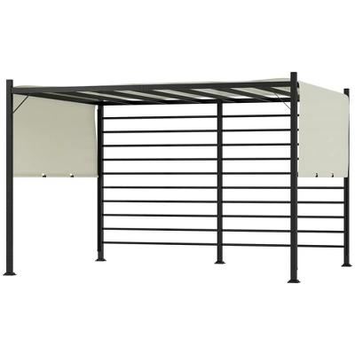 Outsunny 10' X 12' Outdoor Pergola Patio Gazebo Retractable Canopy Sun Shelter With Steel Frame, Beige 3 Outsunny 10' X 12' Outdoor Pergola Patio Gazebo Retractable Canopy Sun Shelter With Steel Frame, Beige - Image 3