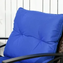 Outsunny 3 Piece Rocking Bistro Set, Outdoor Wicker Patio Furniture, 2 Porch Rockers, Table, Tufted Cushions, Conversation Set, Dark Blue -OUTSUNNY Sales Store GUEST 6f04c996 d7f8 469d bd87 7d40318f006c