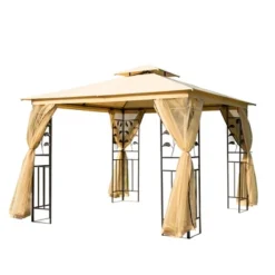 Outsunny 10' X 10' Outdoor Patio Gazebo Canopy With 2-Tier Polyester Roof, Mesh Netting Sidewalls, And Steel Frame 10 Outsunny 10' X 10' Outdoor Patio Gazebo Canopy With 2-Tier Polyester Roof, Mesh Netting Sidewalls, And Steel Frame -OUTSUNNY Sales Store GUEST 6f1ed523 abea 4d8f a05d 3be762add60d