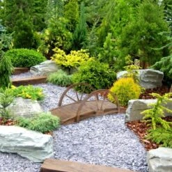 Outsunny 3.3ft Wooden Garden Bridge Arc Footbridge With Half-Wheel Style Railings & Solid Fir Construction, Stained Wood