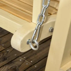 Outsunny Wooden Porch Swing, 2-Seater Outdoor Wood Loveseat Bench With Hanging Chains, Adjustable Canopy, A-Frame Base For Patio, Yard, Garden, Gray -OUTSUNNY Sales Store GUEST 7153c179 4db9 4586 adf2 eb81b0f8aff2