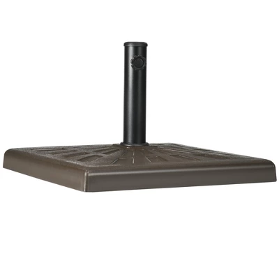 Outsunny 42lbs Resin Patio Umbrella Base, 20" Square Outdoor Umbrella Stand Holder For Parasol Poles 1.26", 1.5", And 1.9" Dia, Brown 4 Outsunny 42lbs Resin Patio Umbrella Base, 20" Square Outdoor Umbrella Stand Holder For Parasol Poles 1.26", 1.5", And 1.9" Dia, Brown - Image 4