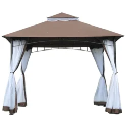 Outsunny 116.25" X 116.25" Outdoor Patio Gazebo Canopy Tent With Mesh Sidewalls, 2-Tier Canopy For Backyard, Coffee -OUTSUNNY Sales Store GUEST 730bacfa 3e96 4b09 bdc8 1f88ea704b17