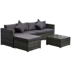 Outsunny 6 Pieces Outdoor PE Rattan Sofa Set, Sectional Conversation Wicker Patio Couch Furniture Set With Cushions And Coffee Table -OUTSUNNY Sales Store GUEST 76dbcedb d912 4d85 a576 588c979d20d3