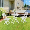 Outsunny 3 Piece Bistro Set, Wood Folding Outdoor Furniture With Table & Chairs For Backyard & Balcony, Square, White