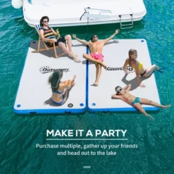 Outsunny 8' X 5' Water Inflatable Floating Dock, Rafting Platform Island, Large Mat With Air Pump & Backpack, For Pool, Beach, Ocean, Blue -OUTSUNNY Sales Store GUEST 78fd4ac1 cde2 47da 9d66 bc3af30aa1b1