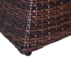 Outsunny Rattan Wicker Side Table With Umbrella Hole, 2 Tier Storage Shelf For All Weather For Outdoor, Patio, Garden, Backyard, Mixed Brown -OUTSUNNY Sales Store GUEST 7941591e 428f 4a7e 95d2 684121bc653c