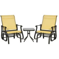 Outsunny 3-Piece Outdoor Gliders Set Bistro Set With Steel Frame, Tempered Glass Top Table For Patio, Garden, Backyard, Lawn -OUTSUNNY Sales Store GUEST 79dac32f 85c1 4bae a79f e75a181a6e81