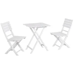 Outsunny 3 Piece Bistro Set, Wood Folding Outdoor Furniture With Table & Chairs For Backyard & Balcony, Square, White -OUTSUNNY Sales Store GUEST 7a6deb09 9fe8 4db0 9049 fcdb7d4f2f35