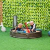 Outsunny Kids Outdoor Round Sandbox With Cover Garden Bed, Easy Assembly Children's Backyard Play Station For 3-12 Years Old, Brown