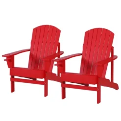 Outsunny 2 Piece Oversized Adirondack Chair Set, Outdoor Fire Pit And Porch Seating, Classic Log Lounge W/ Built-in Cupholder For Patio, Backyard, Red -OUTSUNNY Sales Store GUEST 7c0edfd6 3789 426f b02e 79d78ac49b0d
